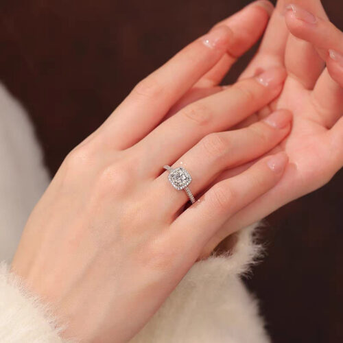 Nhẫn Đôi Đính Kim Cương Moissanite Bạc S925 Cao Cấp HTT292 HTT293