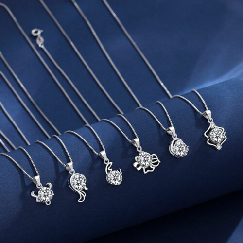 Dây Chuyền 12 Cung Hoàng Đạo Bạc S925 Đính Kim Cương Moissanite Cá Tính HTT248BB Bảo Bình