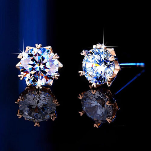 Bông Tai Bạc Nữ S925 Đính Kim Cương Moissanite Chấu Trái Tim Sang Trọng HTT242D Đen