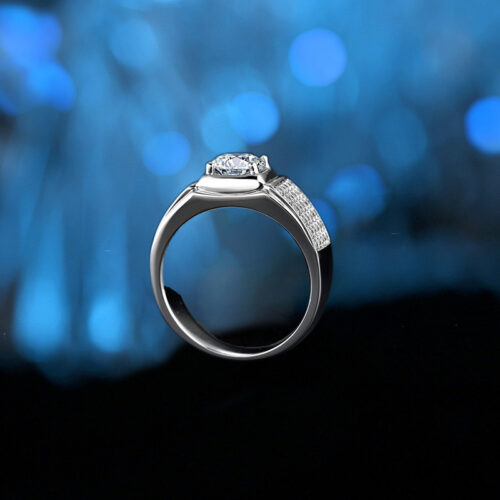 Nhẫn Kim Cương Nam Moissanite 1 Carat Đa Màu Bạc S925 Cao Cấp HTT299S Bảy Màu