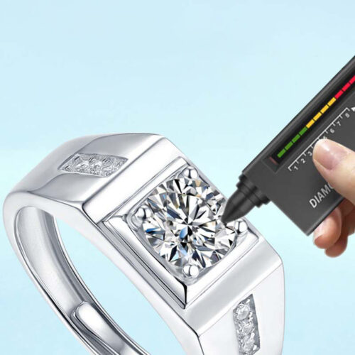 Nhẫn Kim Cương Nam Moissanite 1 Carat Đa Màu Bạc S925 Cao Cấp HTT300X Xanh Bích
