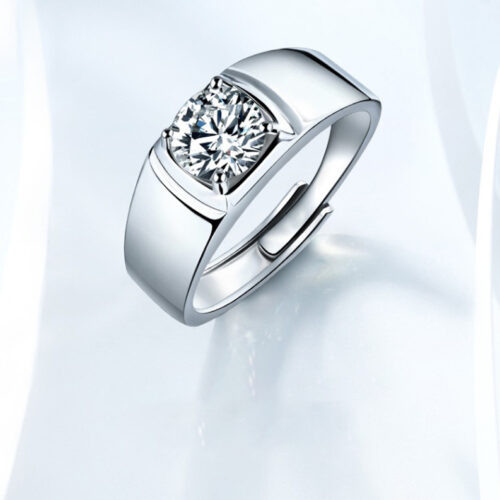Nhẫn Kim Cương Nam Moissanite 1 Carat Đa Màu Bạc S925 Cao Cấp HTT303H Hồng