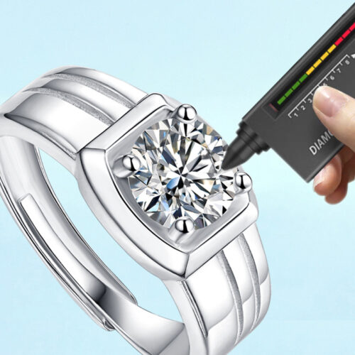 Nhẫn Kim Cương Nam Moissanite 1 Carat Đa Màu Bạc S925 Cao Cấp HTT305H Hồng