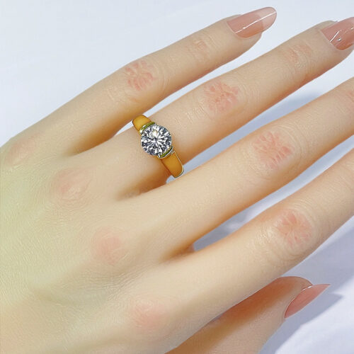 Nhẫn Kim Cương Nữ Moissanite 2 Carat Bạc S925 Cao Cấp HTT309TR Trắng