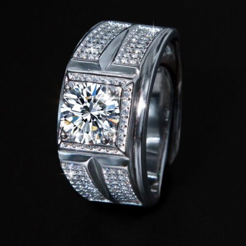 Nhẫn Kim Cương Nam Moissanite 2 Carat Bạc S925 Cao Cấp HTT312