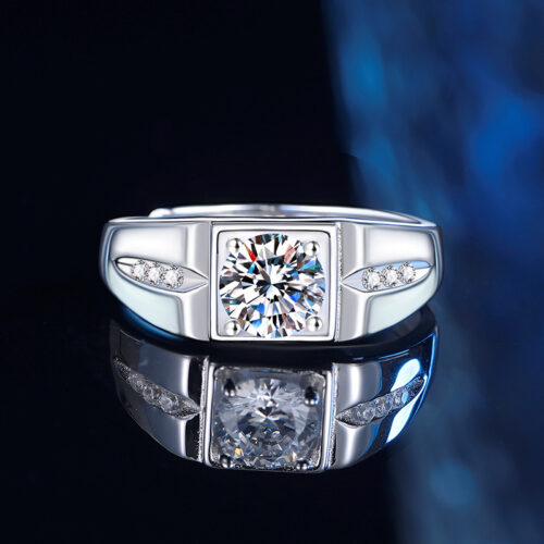 Nhẫn Kim Cương Nam Moissanite 1 Carat Bạc S925 Cao Cấp HTT314