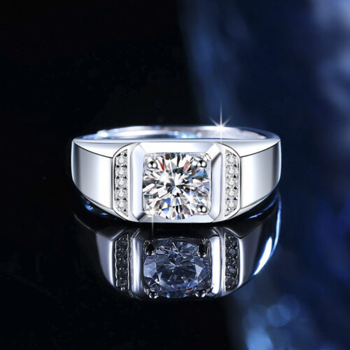 Nhẫn Kim Cương Nam Moissanite 1 Carat Bạc S925 Cao Cấp HTT315