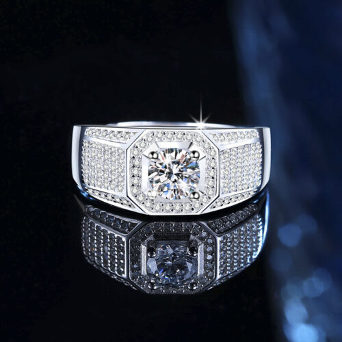 Nhẫn Kim Cương Nam Moissanite 1 Carat Bạc S925 Cao Cấp HTT316