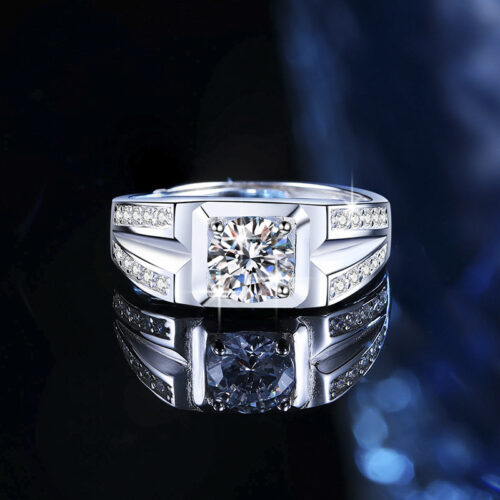 Nhẫn Kim Cương Nam Moissanite 1 Carat Bạc S925 Cao Cấp HTT317