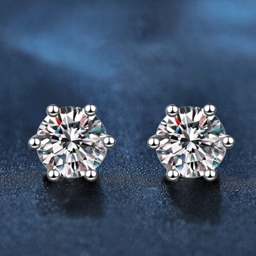 Bông Tai Kim Cương Moissanite 2 Carat Bạc S925 Cao Cấp HTT328H Hồng