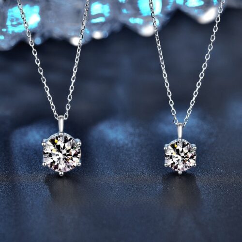 Dây Chuyền Kim Cương Moissanite 2 Carat Bạc S925 Cao Cấp HTT331H Hồng
