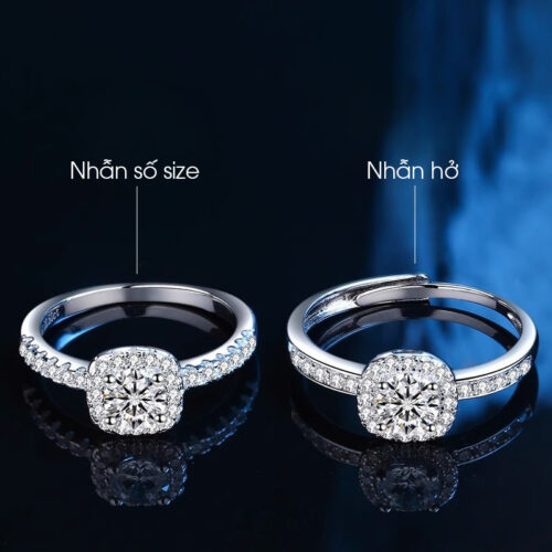 Nhẫn Kim Cương Nữ Moissanite 2 Carat Bạc S925 Cao Cấp HTT332V Vàng