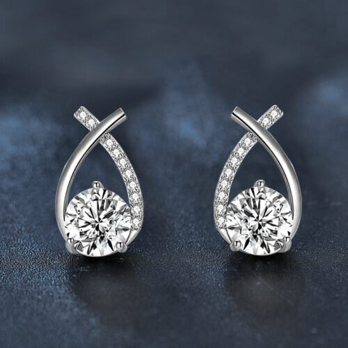 Bông Tai Kim Cương Moissanite 1 Carat Bạc S925 Cao Cấp HTT337T Trắng
