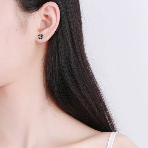 Bông Tai Bạc S925 Cỏ Bốn Lá May Mắn HTT353