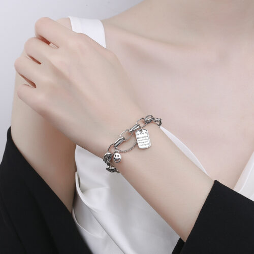 Lắc Tay Bạc S925 Cao Cấp – Charm Bạc Cá Tính HTT363