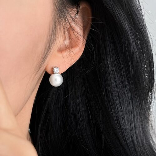 Bông Tai Ngọc Trai Bạc S925 Đính Đá HTT384
