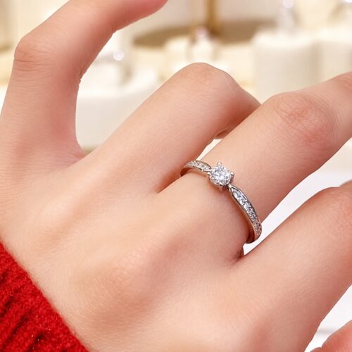Nhẫn Kim Cương Moissanite Nữ Bạc S925 Thanh Mảnh Sang Trọng HTT258