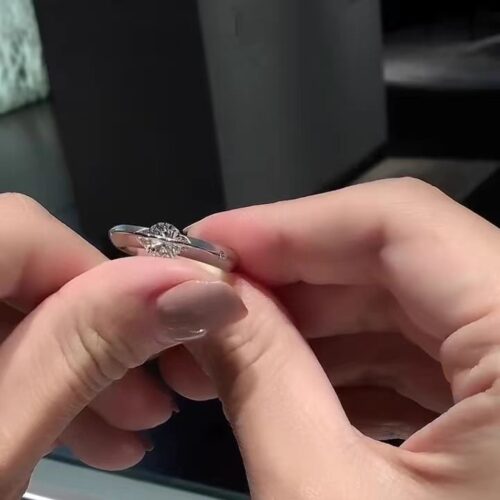 Nhẫn Kim Cương Moissanite 1 Carat Thiên Hà Bạc S925 Cao Cấp HTT263