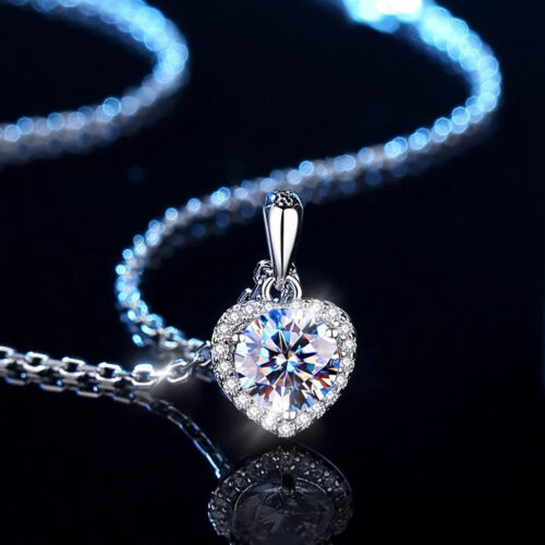 Dây Chuyền Trái Tim Bạc S925 Đính Kim Cương Moissanite Sang Trọng HTT246
