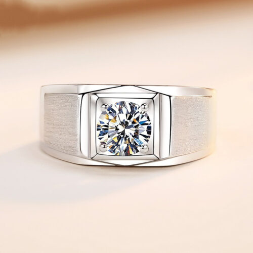 Nhẫn Kim Cương Nam Moissanite 1 Carat Bạc S925 HTT286