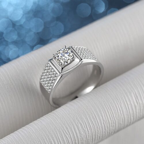 Nhẫn Kim Cương Nam Moissanite 2 Carat Bạc S925 HTT290