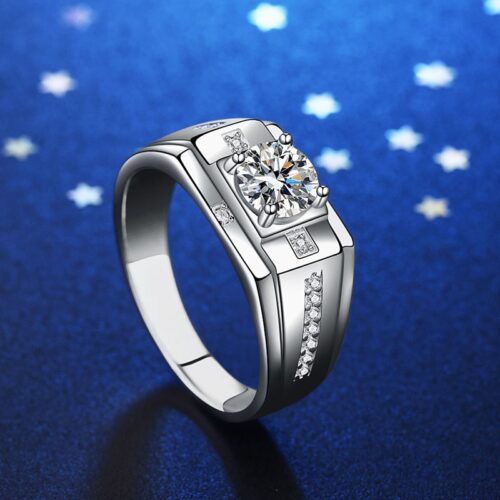 Nhẫn Kim Cương Nam Moissanite 1 Carat Bạc S925 HTT291