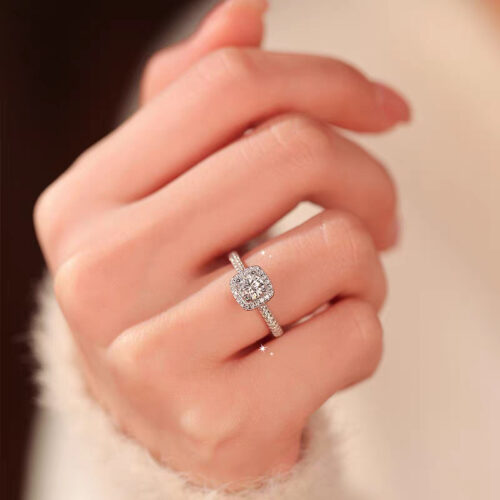 Nhẫn Đôi Đính Kim Cương Moissanite Bạc S925 Cao Cấp HTT292 HTT293