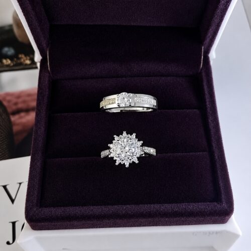 Nhẫn Kim Cương Moissanite Hoa Hướng Dương Bạc S925 Cao Cấp HTT288