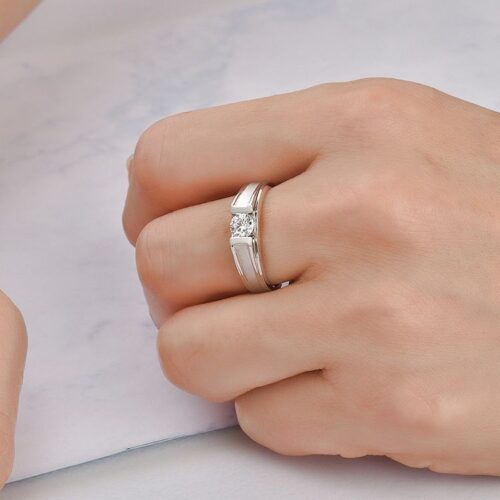 Nhẫn Kim Cương Nam Moissanite 1 Carat Đa Màu Bạc S925 Cao Cấp HTT297L Xanh Lục
