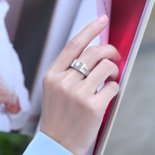 Nhẫn Kim Cương Nam Moissanite 1 Carat Đa Màu Bạc S925 Cao Cấp HTT300X Xanh Bích