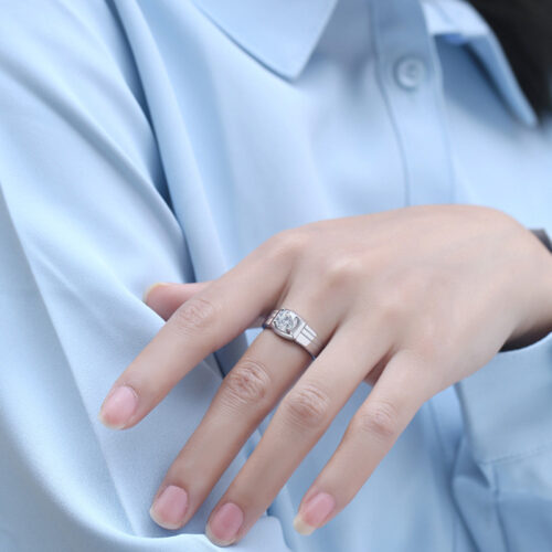 Nhẫn Kim Cương Nam Moissanite 1 Carat Đa Màu Bạc S925 Cao Cấp HTT305H Hồng