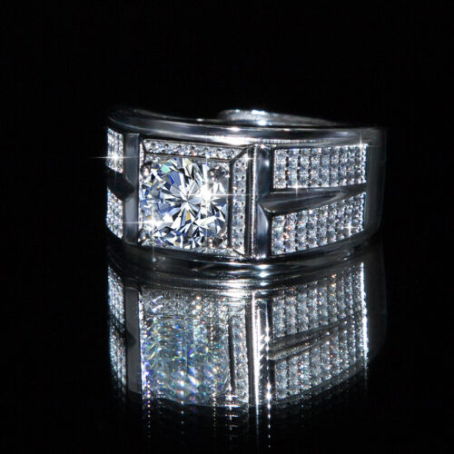 Nhẫn Kim Cương Nam Moissanite 2 Carat Bạc S925 Cao Cấp HTT312