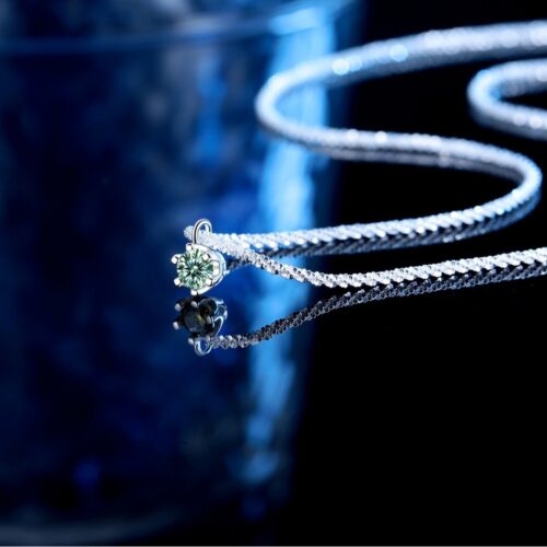 Dây Chuyền Kim Cương Moissanite Bạc S925 Cao Cấp HTT313H Hồng