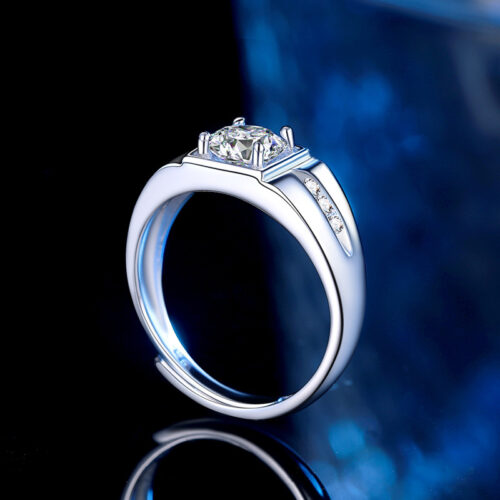 Nhẫn Kim Cương Nam Moissanite 1 Carat Bạc S925 Cao Cấp HTT314