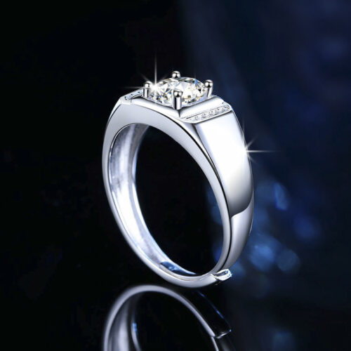 Nhẫn Kim Cương Nam Moissanite 1 Carat Bạc S925 Cao Cấp HTT315