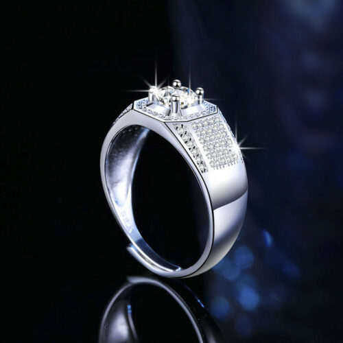 Nhẫn Kim Cương Nam Moissanite 1 Carat Bạc S925 Cao Cấp HTT316