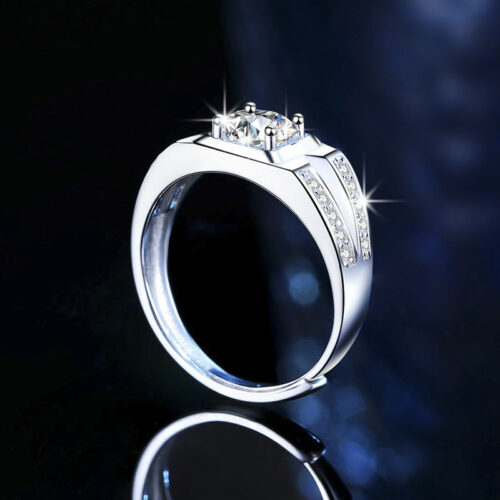 Nhẫn Kim Cương Nam Moissanite 1 Carat Bạc S925 Cao Cấp HTT317