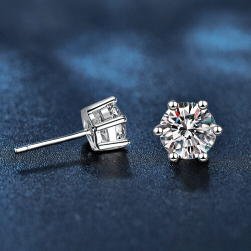 Bông Tai Kim Cương Moissanite 2 Carat Bạc S925 Cao Cấp HTT328H Hồng