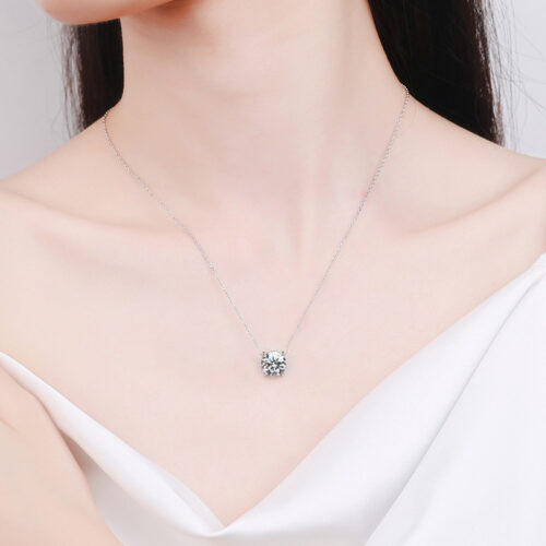 Dây Chuyền Kim Cương Moissanite 2 Carat Bạc S925 Cao Cấp HTT330T Tím