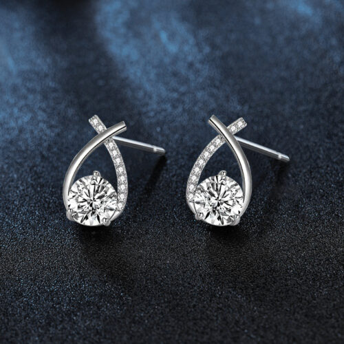 Bông Tai Kim Cương Moissanite 1 Carat Bạc S925 Cao Cấp HTT337T Trắng