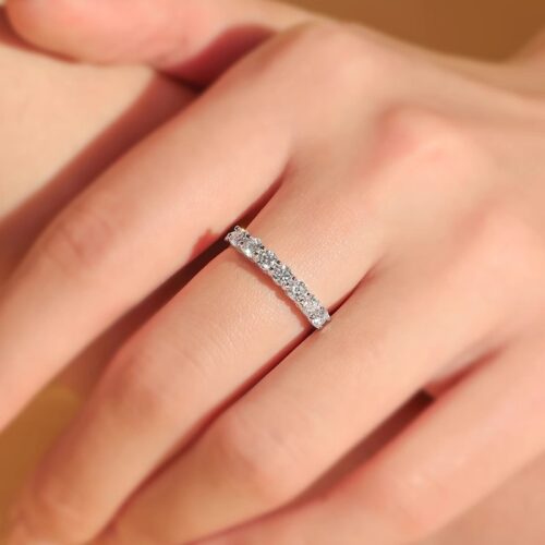 Nhẫn Kim Cương Moissanite Nam Nữ Bạc S925 Cao Cấp HTT339V Vàng