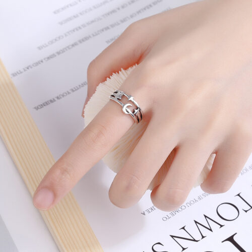 Nhẫn Bạc Nữ S925 Trăng Sao – Cá Tính Trẻ Trung HTT346