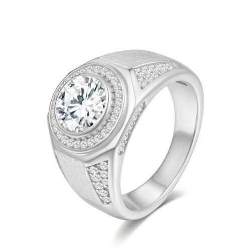 Nhẫn Kim Cương Moissanite Nam Bạc S925 HTT432V Vàng