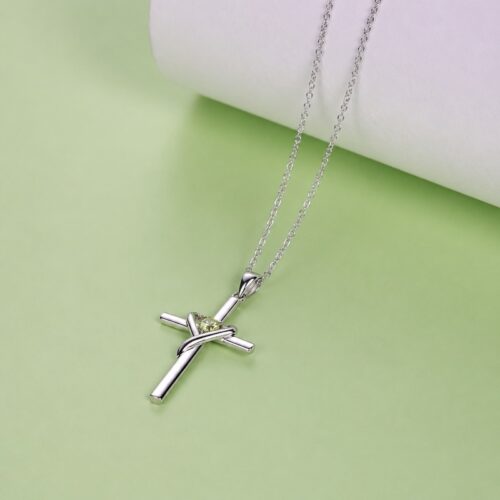 Dây Chuyền Thánh Giá Bạc S925 Đính Đá Zircon HTT458 Đỏ