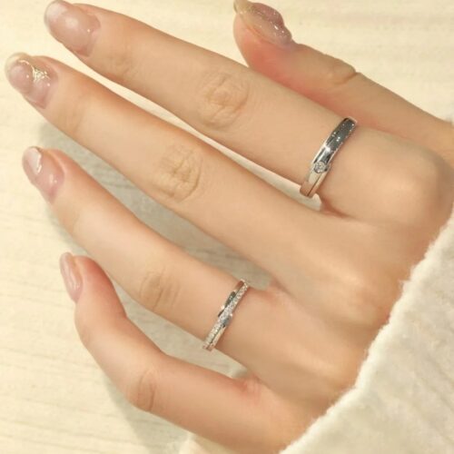 Nhẫn Đôi Đính Kim Cương Moissanite Bạc S925 Cao Cấp HTT278 HTT279