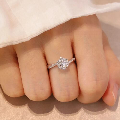 Nhẫn Kim Cương Moissanite Chất Liệu Bạc S925 Sáng Thanh Lịch HTT254