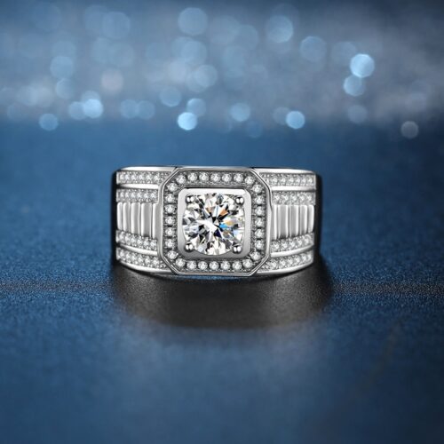 Nhẫn Kim Cương Nam Moissanite 2 Carat Bạc S925 HTT284