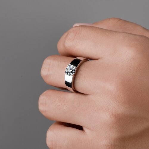 Nhẫn Kim Cương Nam Moissanite 1 Carat Bạc S925 Cao Cấp – Sang Trọng HTT256