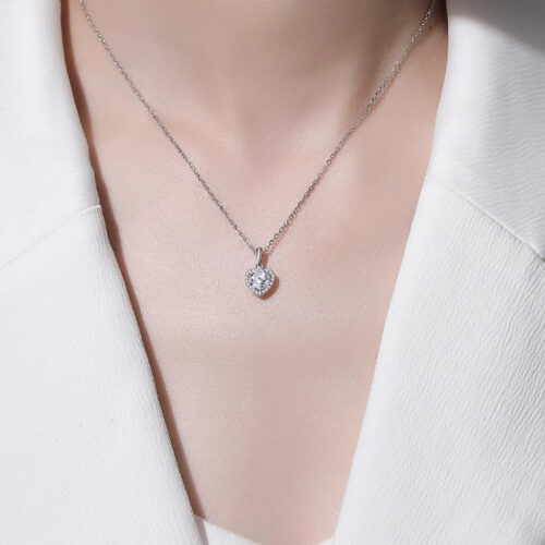 Dây Chuyền Trái Tim Bạc S925 Đính Kim Cương Moissanite Sang Trọng HTT246