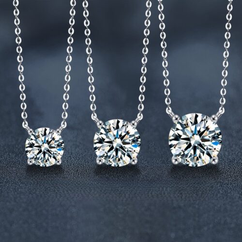 Dây Chuyền Kim Cương Moissanite 2 Carat Bạc S925 Cao Cấp HTT330T Tím